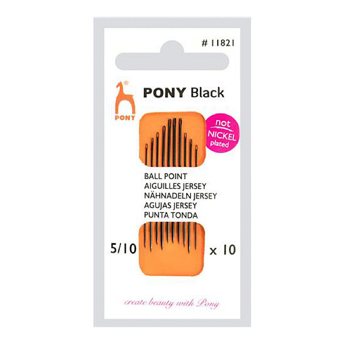 Ball Point Jersey 5/10 Black Not Nickel Plated Needles - PONY