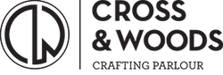 Cross and woods crafting parlour logo and text