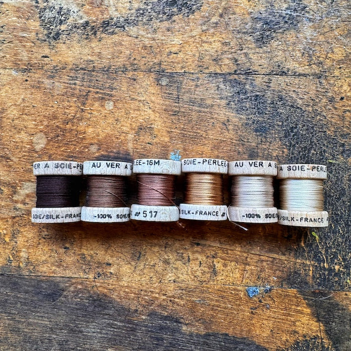 Pearl Silk Bobbins Set  - Marron - Au Ver à Soie