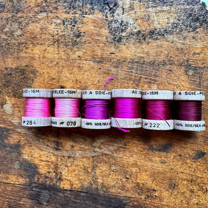 Pearl Silk Bobbins Set  - Rose - Au Ver à Soie