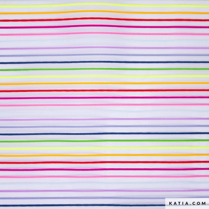 Multicolor striped mesh fabric - Translucent - Katia Fabrics €9/m