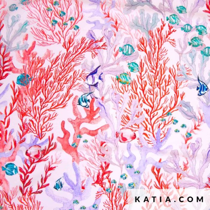 Red Seabed Print - Swim Fabric - Katia Fabrics €22/m