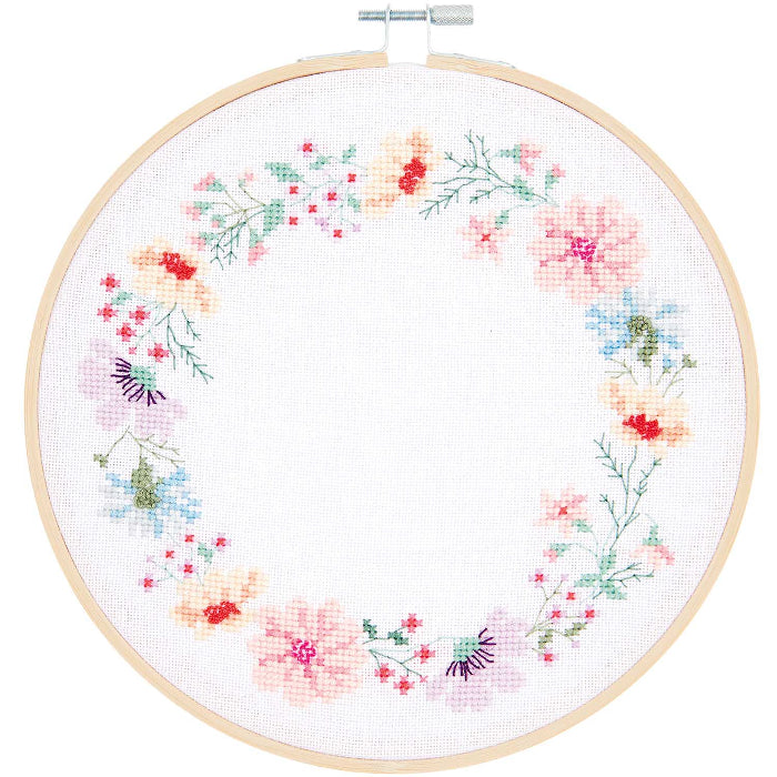 Flower Wreath - Embroidery Kit Counted Cross Stitch  - Rico Design