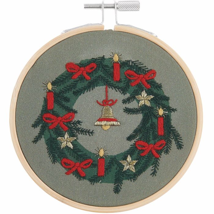 Christmas Wreath 10cm -Embroidery Kit - Rico Design