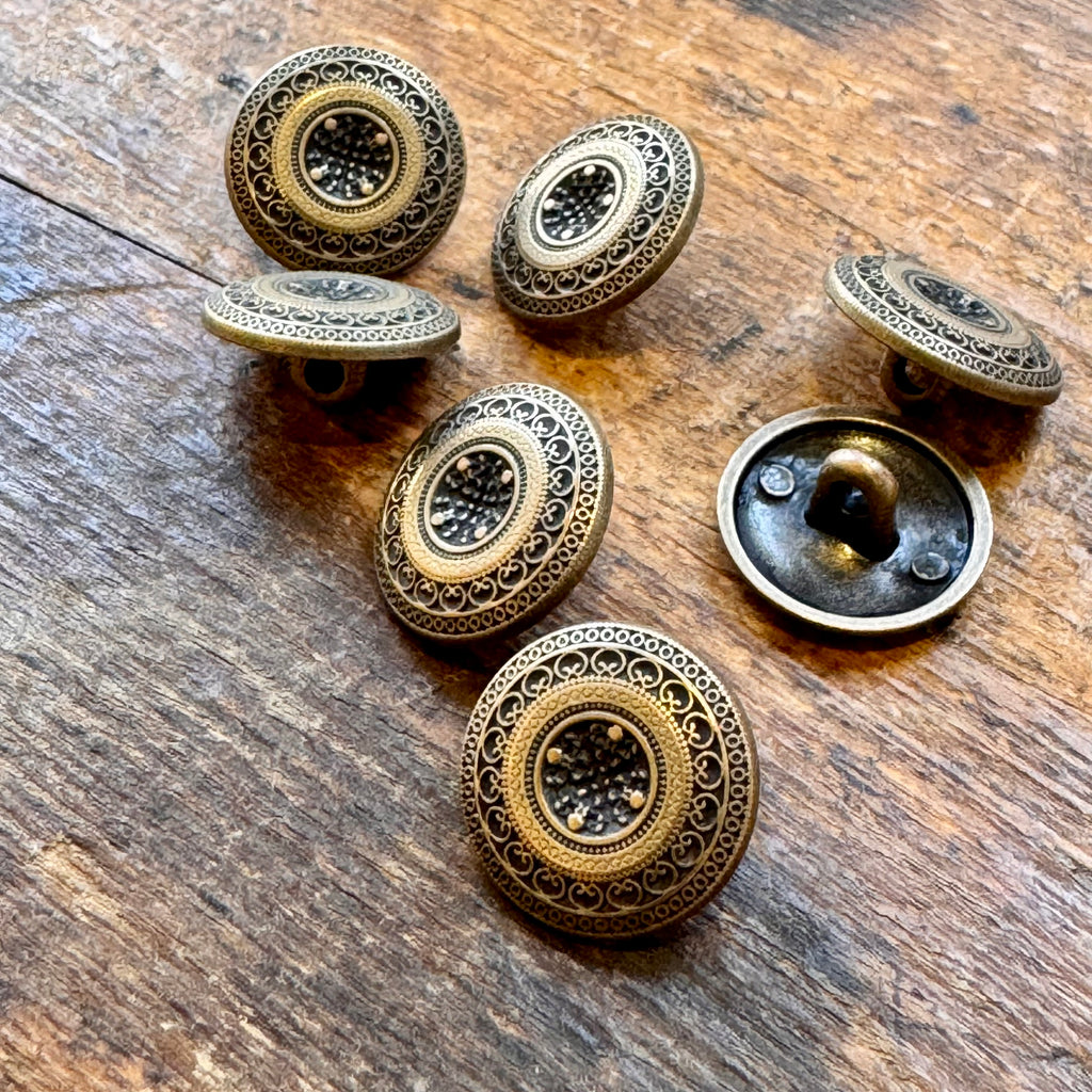 Norwegian Style Metal Buttons Matt  Gold Coloured