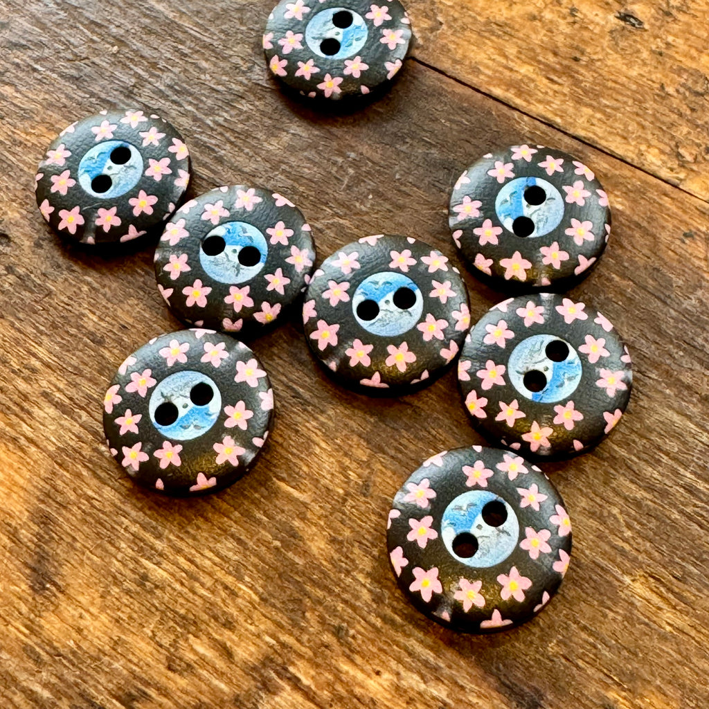 Printed Resin Buttons - Flowers