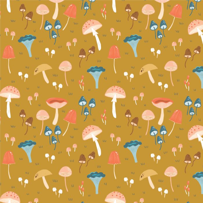 Magic Mushroom - Gold - Woodland creatures - Organic Cotton - Cloud9 €25,00 pm