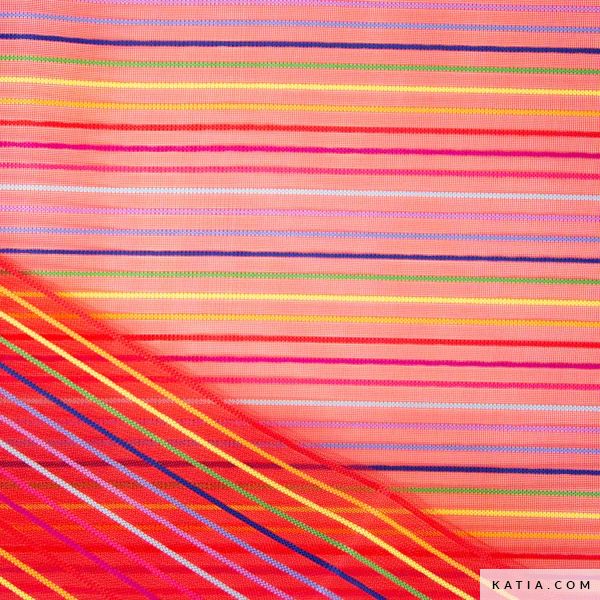 Multicolor Striped Mesh Fabric CORALKatia Fabrics €9/m