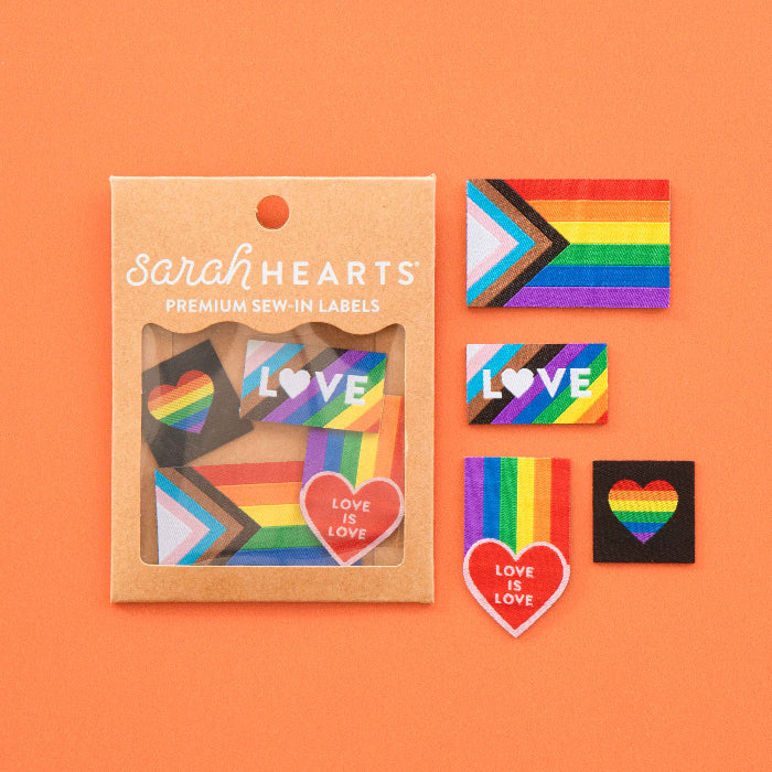 Pride Rainbow Iron-on Label Multipack- Sarah Hearts