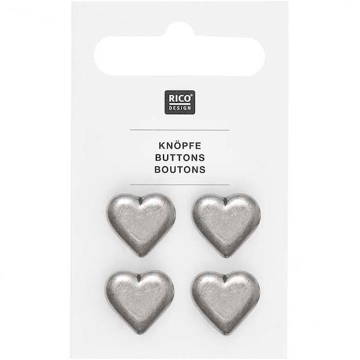 Metal Heart Buttons - Rico Design