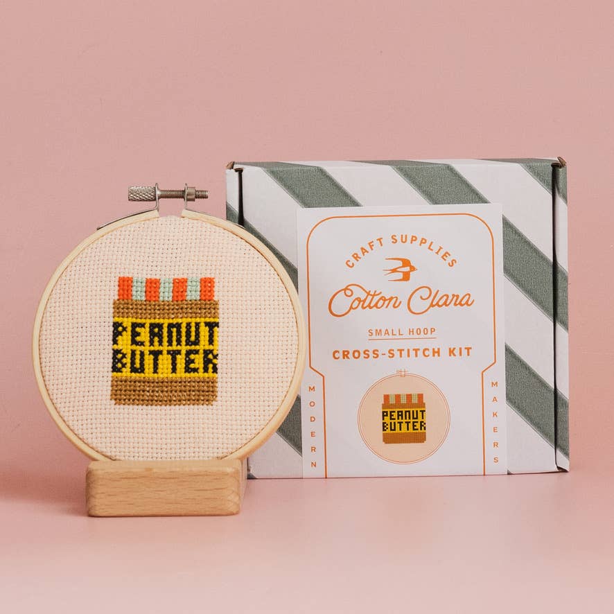 Peanut Butter Cross Stitch Kit - Cotton Clara Craft Kits & Supplies