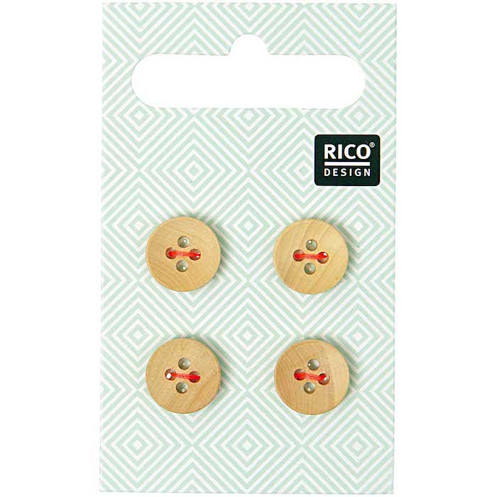 Wooden Buttons with 4 holes -Rico Design