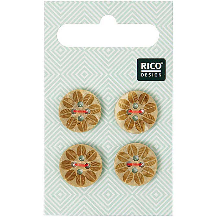 Wooden Buttons with Flower - Rico Design