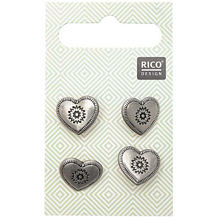 Traditional Metal Heart Buttons - Rico Design