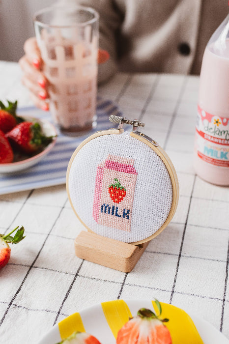 Strawberry Milk Cross Stitch Kit-Cotton Clara Craft Kits & Supplies