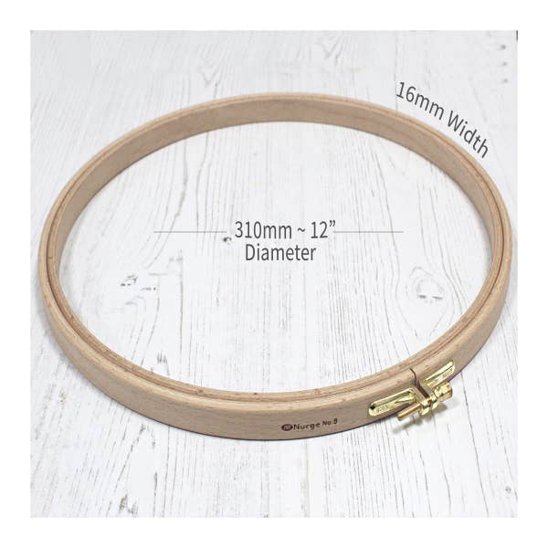 16mm (0.63") Hoop Depth Beech Screwed Embroidery Hoops - Nurge