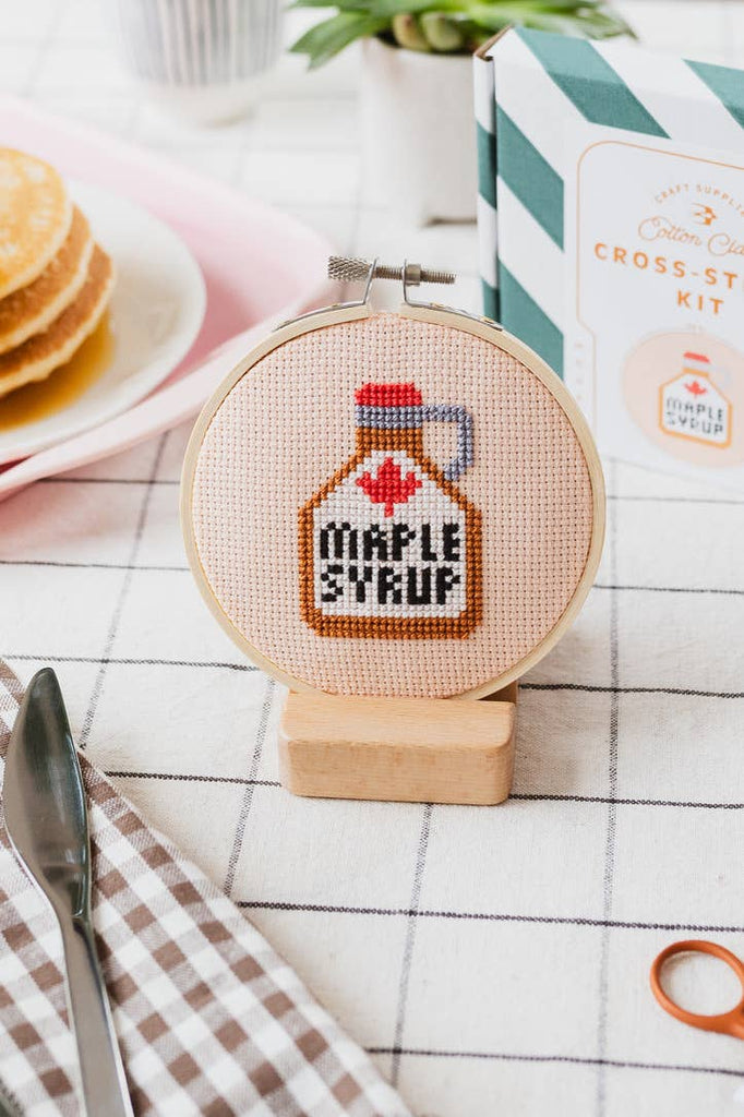 Maple Syrup Beginner Cross Stitch Kit - Cotton Clara Craft Kits & Supplies