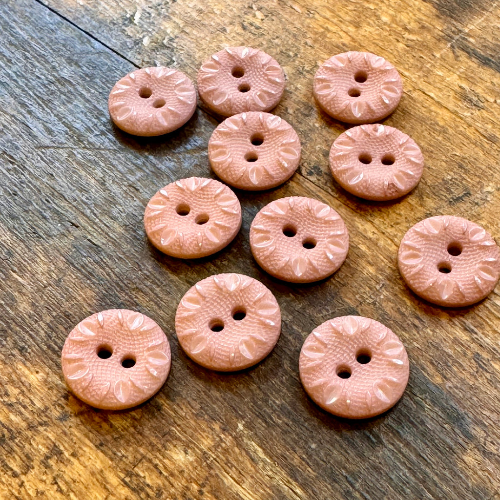 Plastic Embossed Buttons -Light Pink