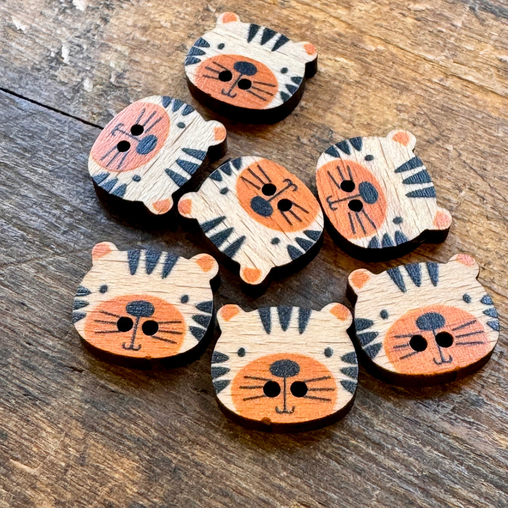 Beech Wood Painted Tiger Buttons