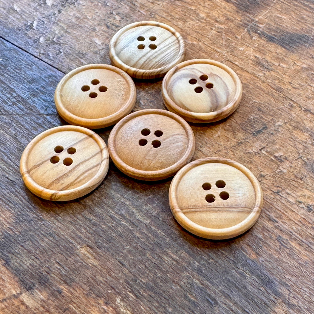 Olive Wood Buttons - with 4 holes 20mm