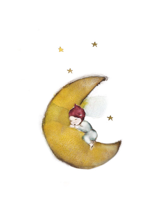 Greeting Card Boy on the Moon - Iris van Dijck