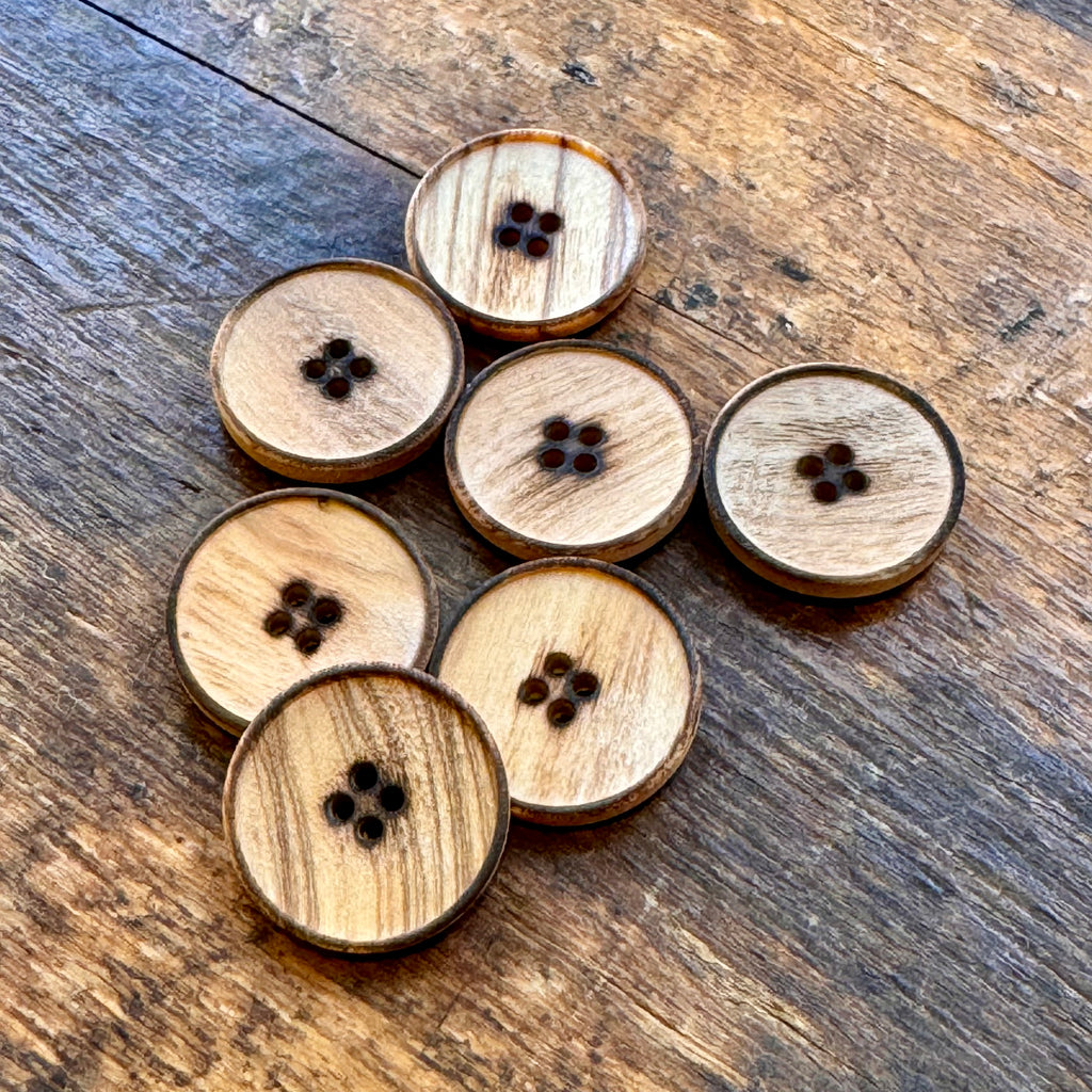 Olive Wood Buttons with Four Holes  - 18mm