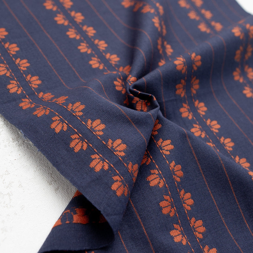 Fine and Dandy - Deco Stripe in Navy/Spice - Fableism €25.80pm