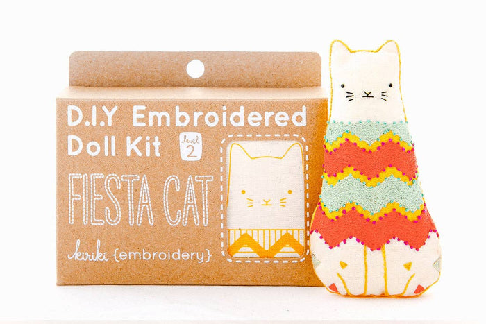 Fiesta Cat Embroidery Kit - Kiriki Press