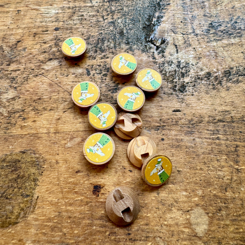 Olive Wood Buttons - Giraffe