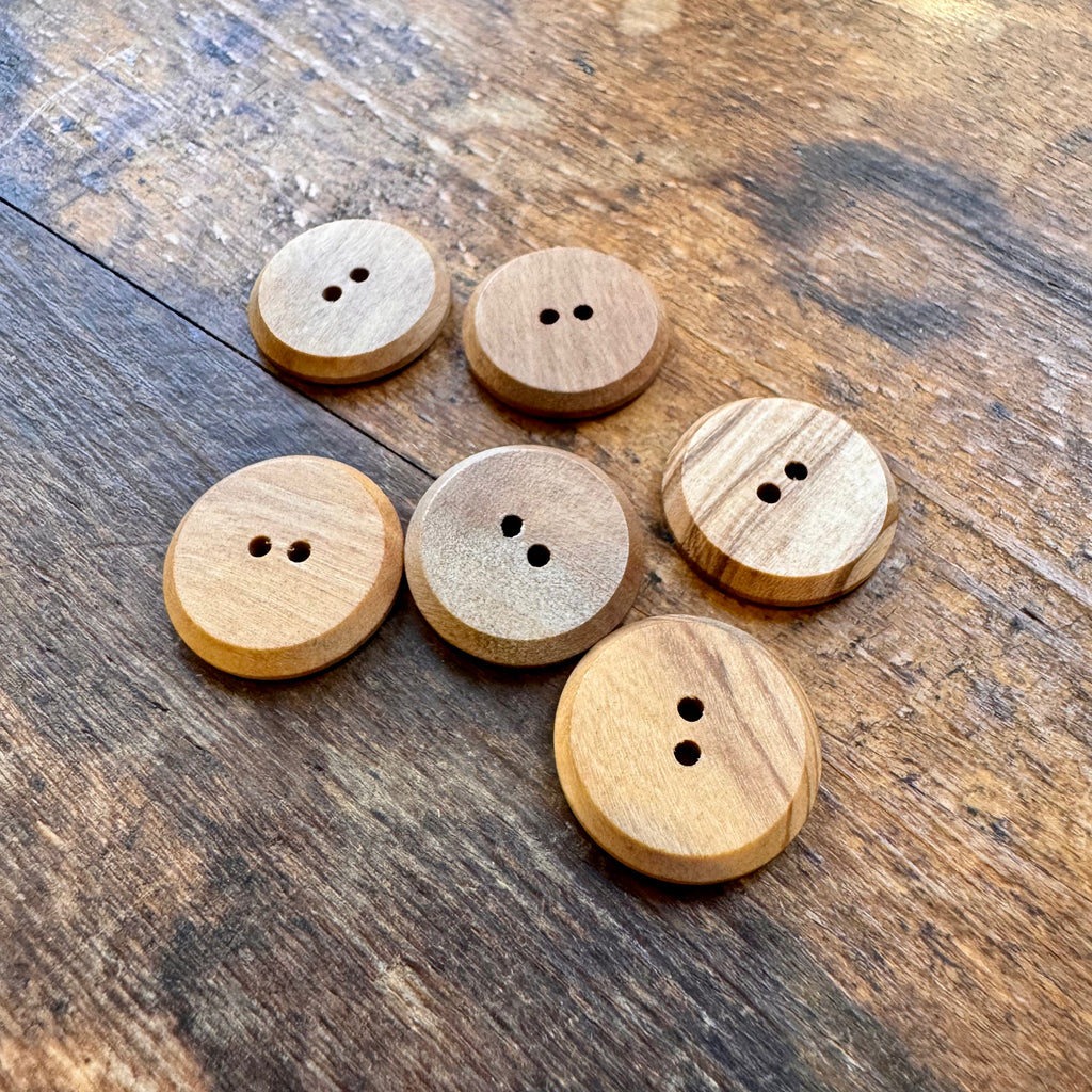 Olive Wood Rounded Edge Buttons with Two Holes