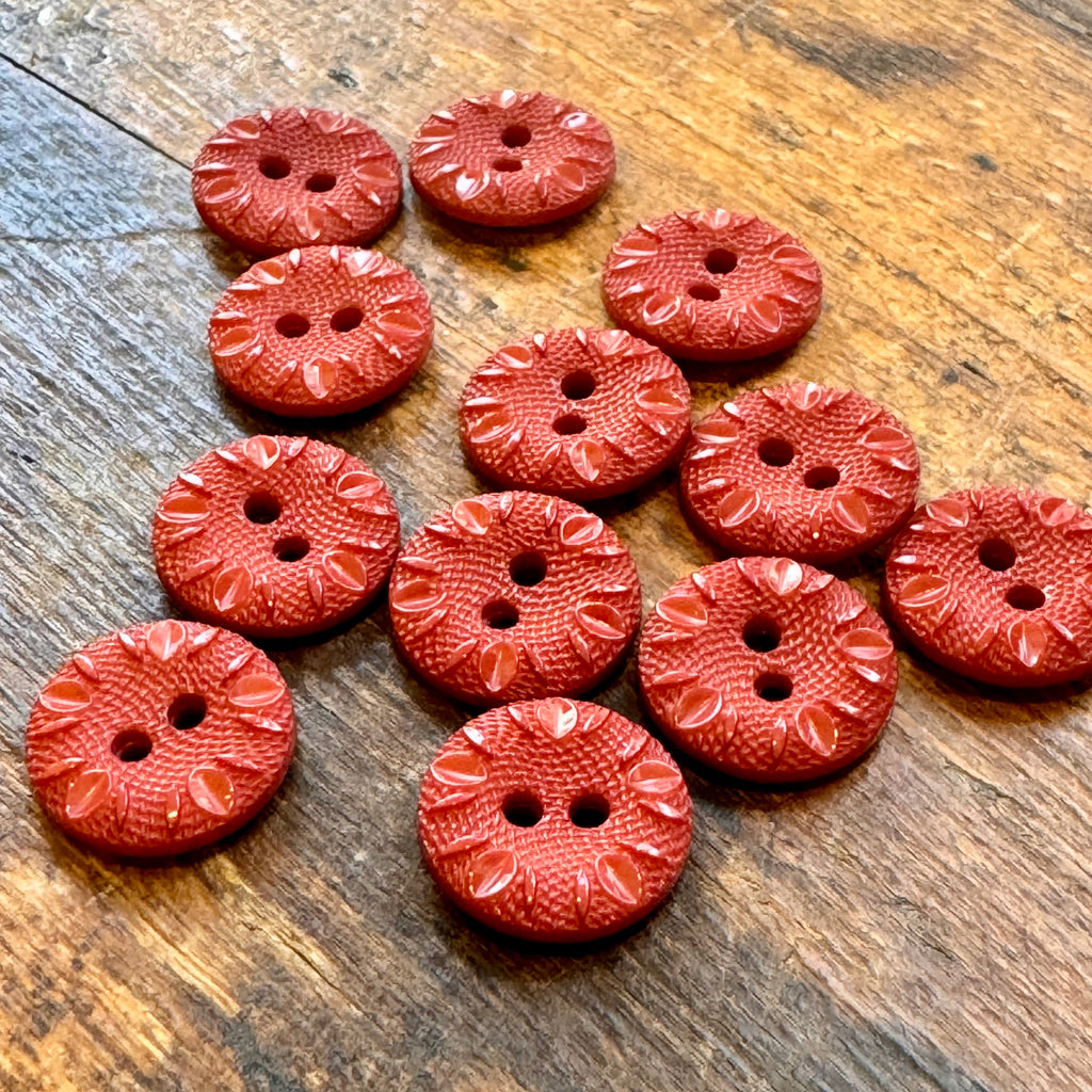 Plastic Embossed Buttons - Antique Pink