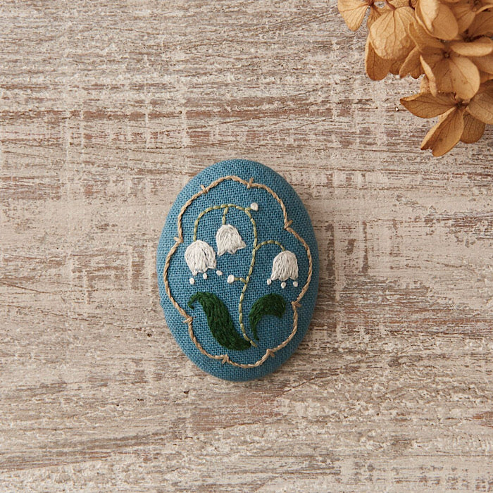 Botanical Embroidery Brooch Kit Lily of the Valley - LECIEN COSMO