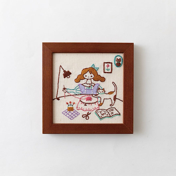 ‘Life with a Cat’ Sewing, Framed Embroidery Kit - LECIEN COSMO