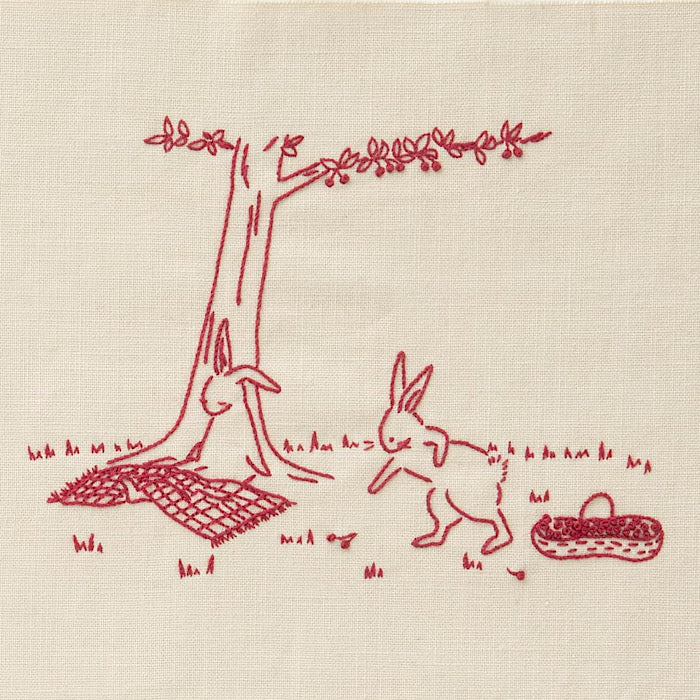 ‘Bunny Picnic‘ Embroidery Kit, Light Honey - LECIEN COSMO