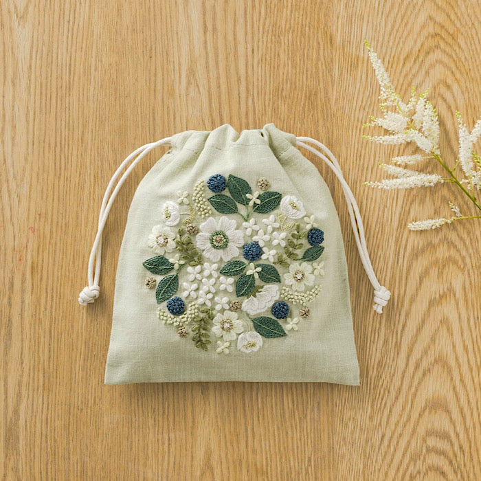 Flower Circle Drawstring Bag Embroidery Kit - LECIEN COSMO