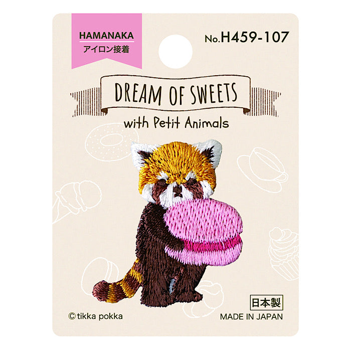 Patch ‘Dream of Sweets’ Red Panda & Macarons - Hamanaka