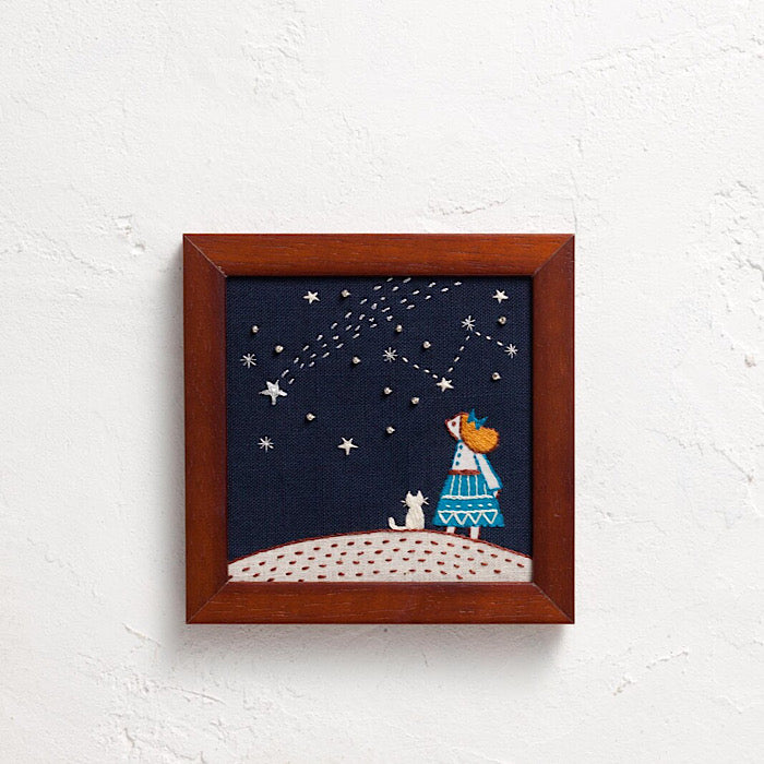 ‘Life with a Cat’ Starry Sky, Framed Embroidery Kit - LECIEN COSMO