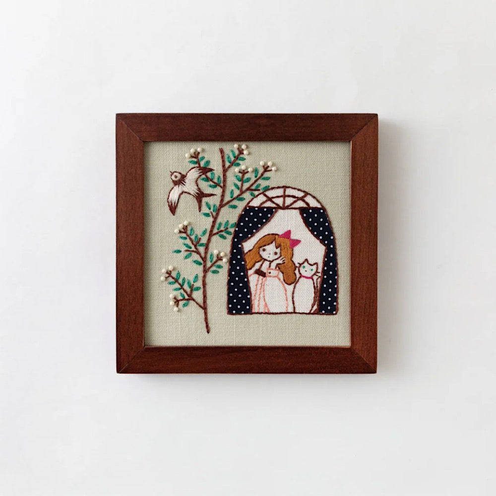 ‘Life with a Cat’ WINDOW Framed Embroidery Kit - LECIEN COSMO