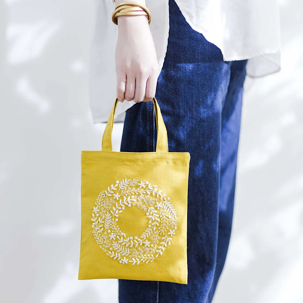 Sunny Wreath Mini Tote Bag Embroidery Kit - LECIEN COSMO