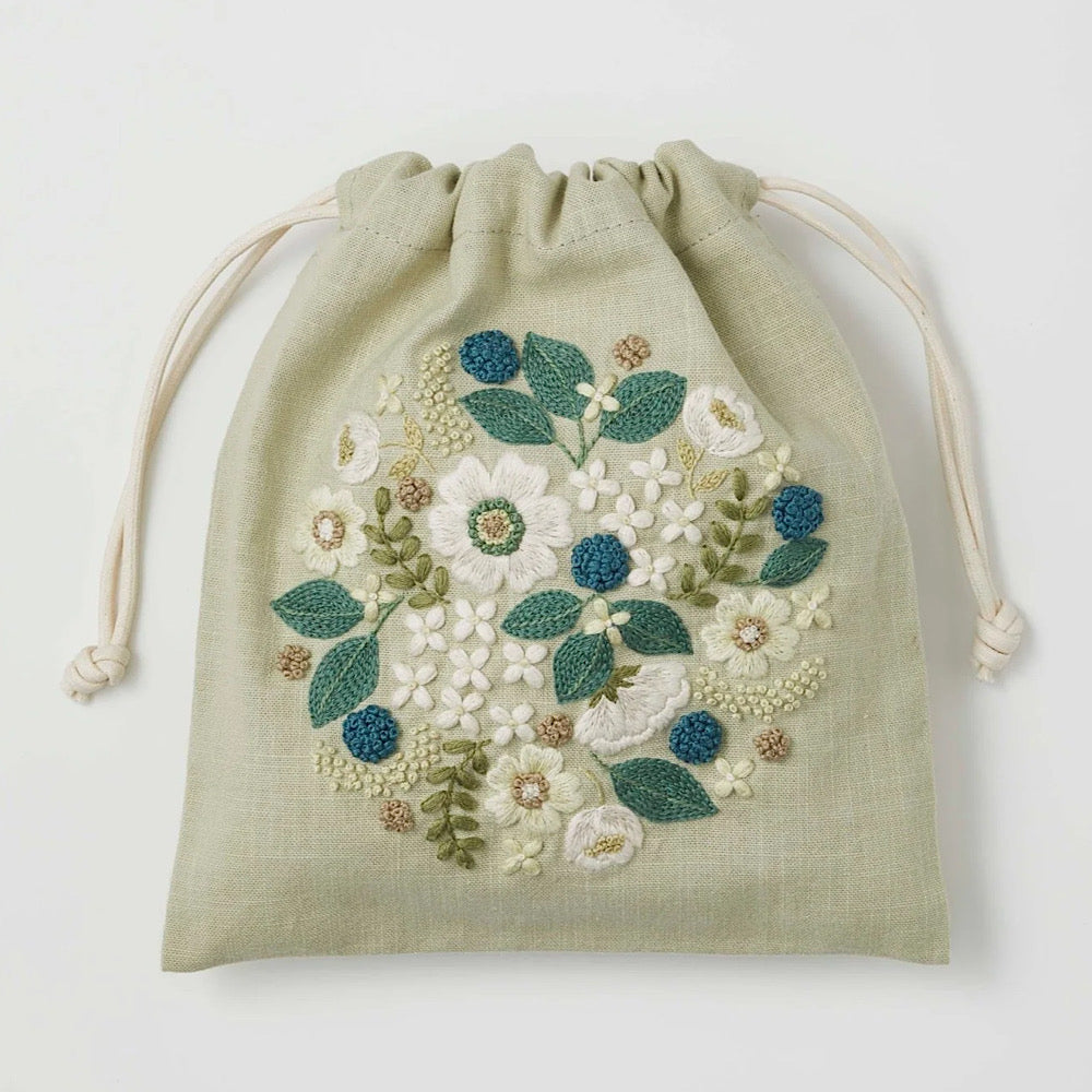 Flower Circle Drawstring Bag Embroidery Kit - LECIEN COSMO
