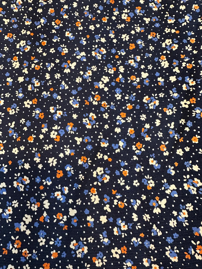 Blue Ditsy Floral Pinwale Corduroy - Cotton - Kokka Fabrics €30/m