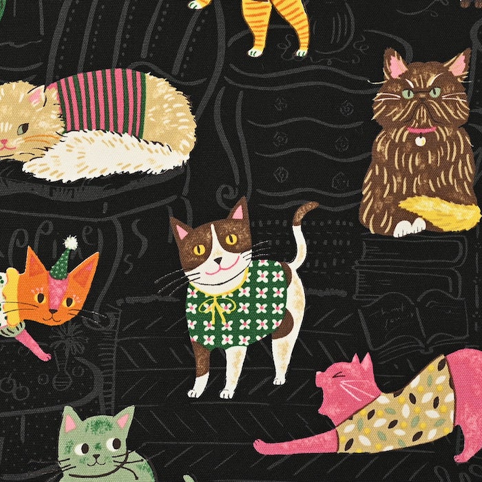 Powerful Animals - Cats - Black - Oxford Cotton - Kokka Fabrics €24,00 pm