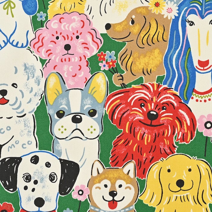 Powerful Animals - Dogs - Green - Oxford Cotton - Kokka Fabrics €24,00pm