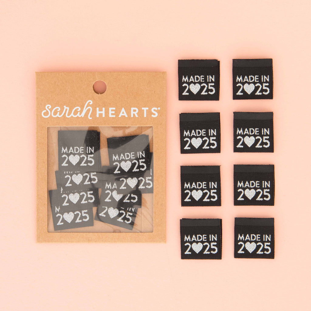 Made in 2025 Silver - Woven Sewing and Quilting Labels - Sarah Hearts