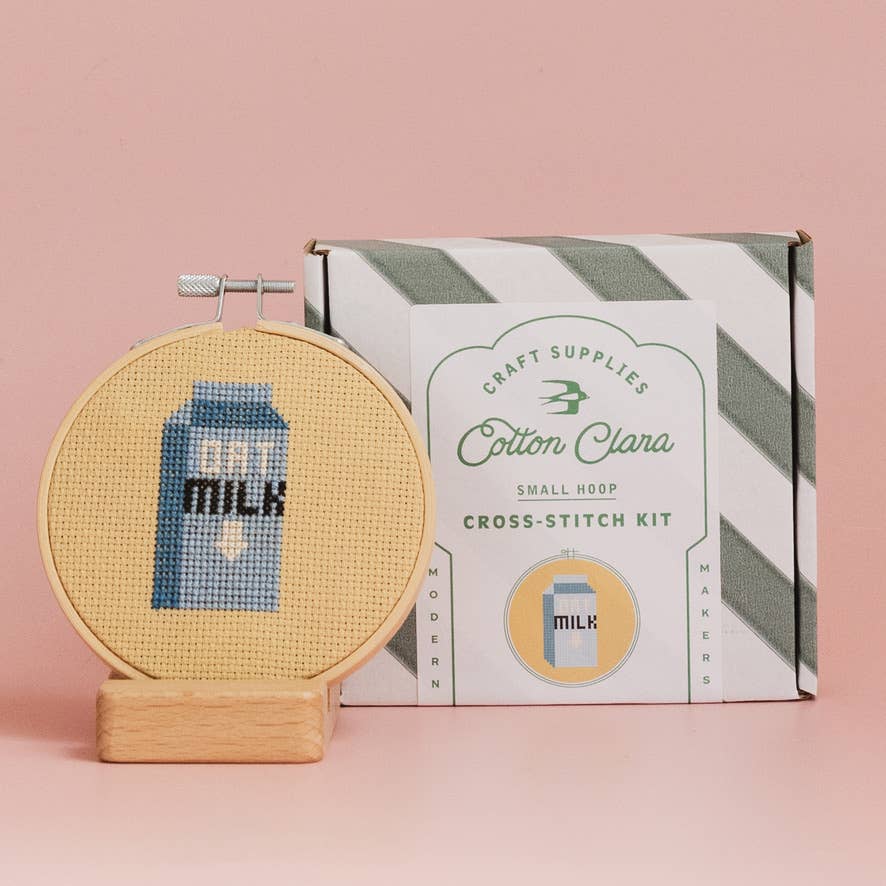 Oat Milk Cross Stitch Kit - Cotton Clara Craft Kits & Supplies