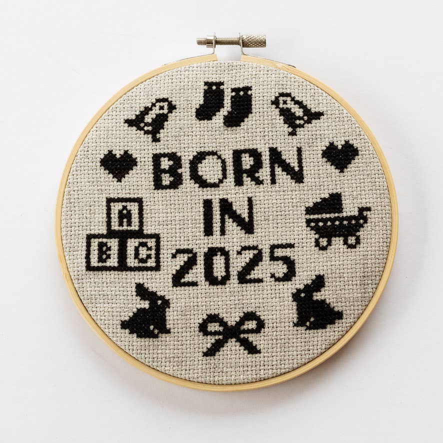 ‘Born In 2025’ Cross Stitch Kit - Cotton Clara Craft Kits & Supplies