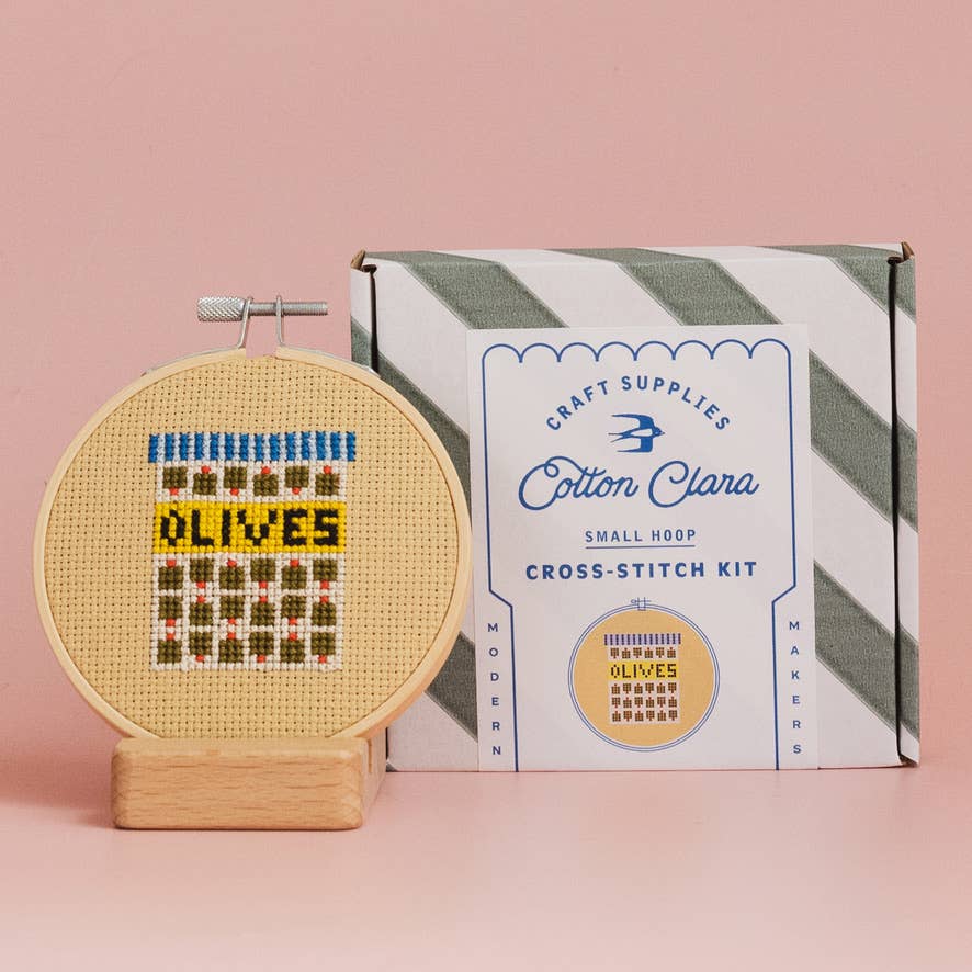 Olives Cross Stitch Kit -  Cotton Clara Craft Kits & Supplies