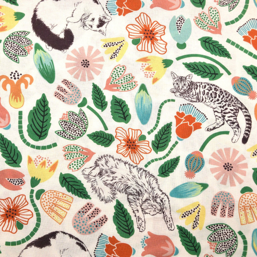 365 Cat Art Cat Garden - Cotton Sheeting - Kokka Fabrics €25.50 pm