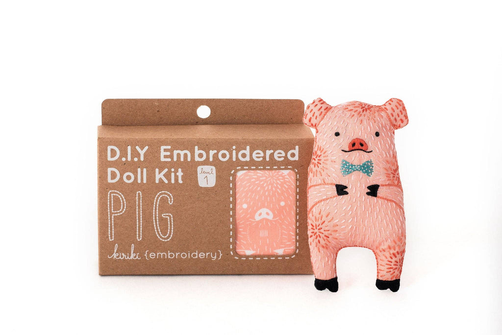 Pig Embroidery Kit - Kiriki Press