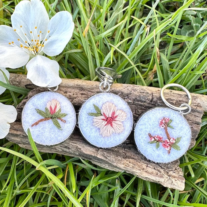 Cherry Blossoms Stitch Markers Set- Bobbles & Berries